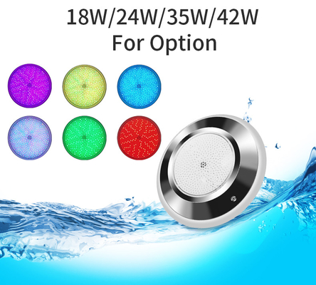 Thay đổi màu IP68 Đèn LED hồ bơi RGB chống nước Inox 316L 12V 18W